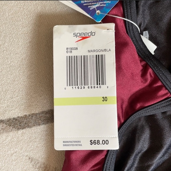 NWT Speedo Lycra Maroon/Black Racing Bathing Suit Women’s Size 30 - Picture 7 of 12